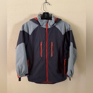 The Children’s Place Gray Hooded Winter Jacket with Orange Details Size 7/8